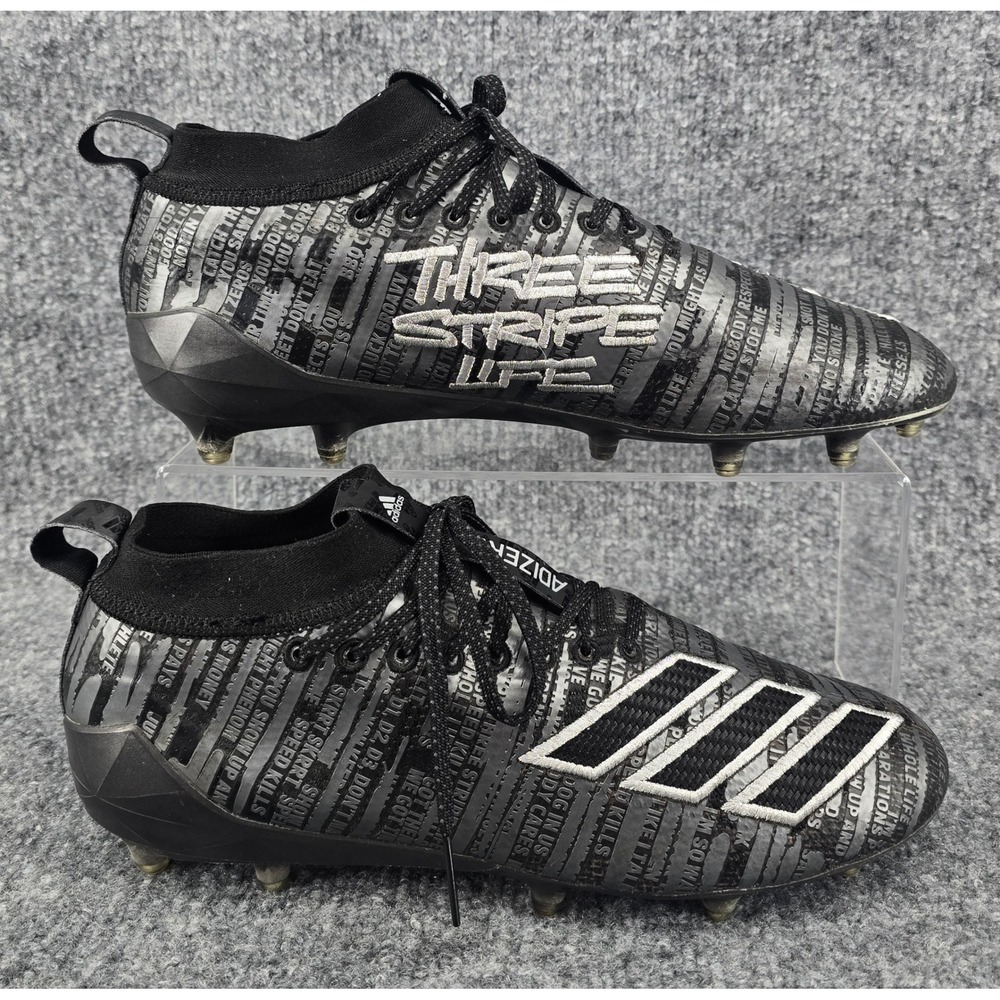 Adidas Adizero 8.0 Three Stripe Life Football Cleats Men 10.5 Black‎ Silver